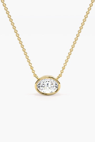 Oval Bezel Diamond Necklace