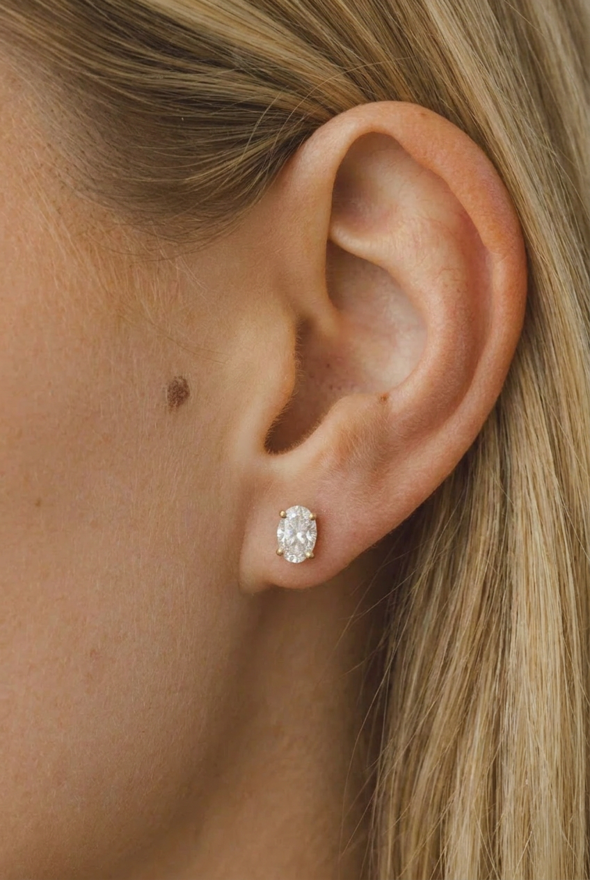 Velvet Oval Stud Earrings