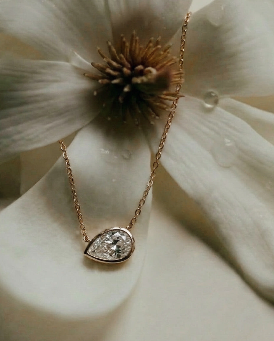 Pear Bezel Necklace