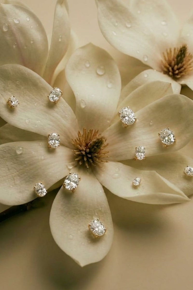 Oval Diamond Stud Earrings