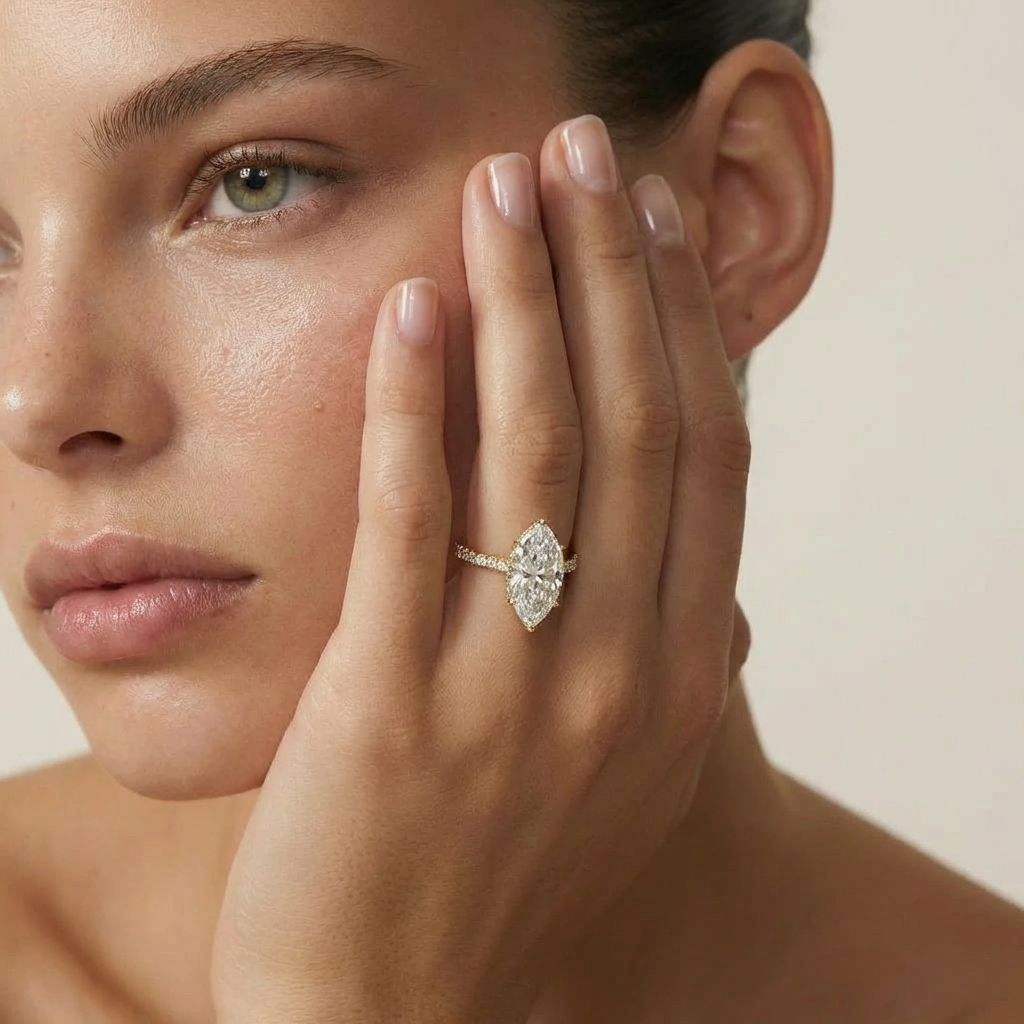 MARQUISE PAVÉ SOLITAIRE — 5.10CT