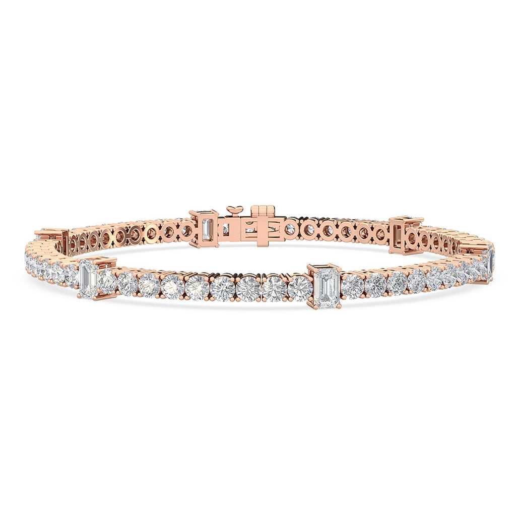 Signature Emerald & Round Bezel Tennis Bracelet - rose gold product image 1
