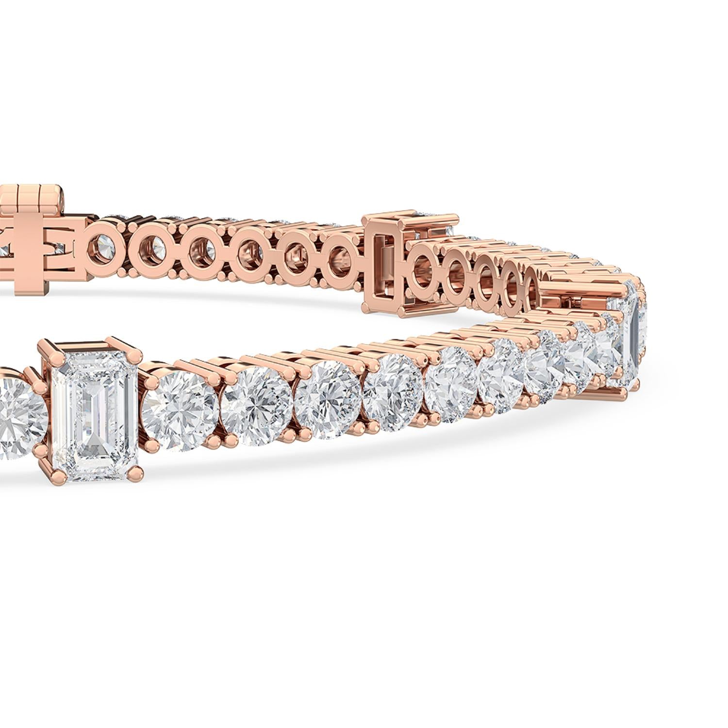 Signature Emerald & Round Bezel Tennis Bracelet - rose gold product image 3