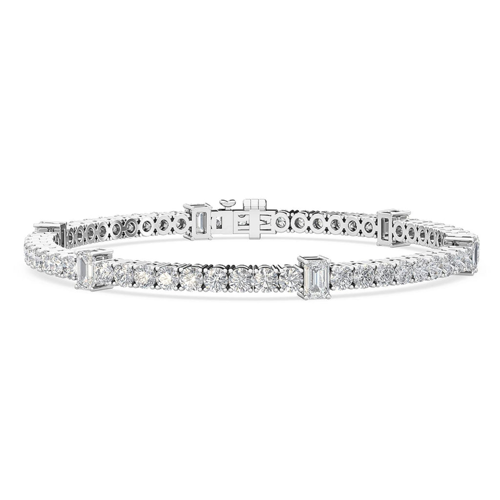 Signature Emerald & Round Bezel Tennis Bracelet - white gold product image 1