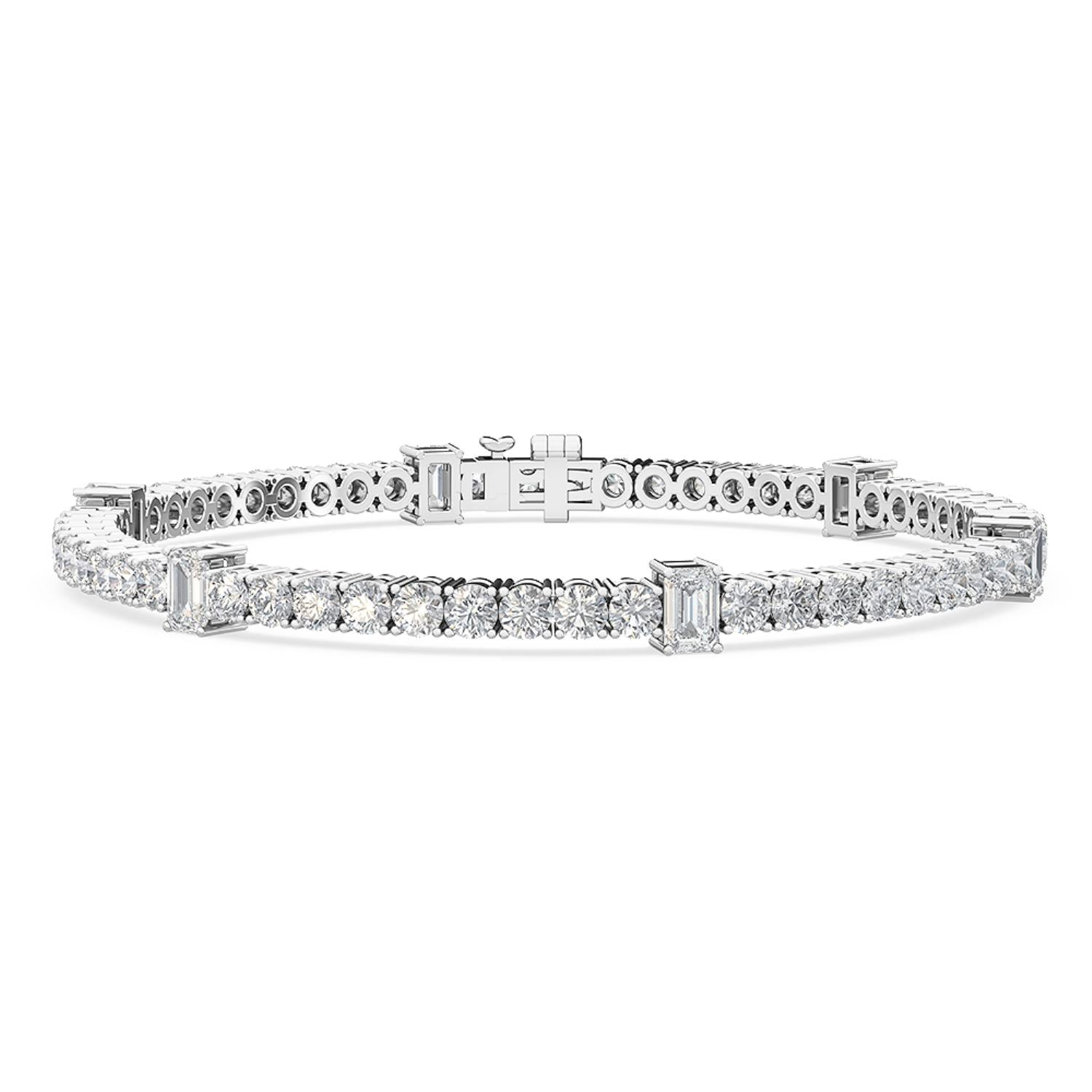 Signature Emerald & Round Bezel Tennis Bracelet - white gold product image 1