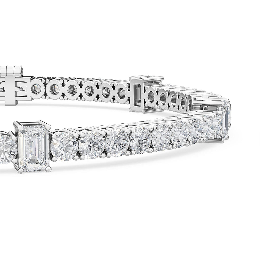 Signature Emerald & Round Bezel Tennis Bracelet - white gold product image 3