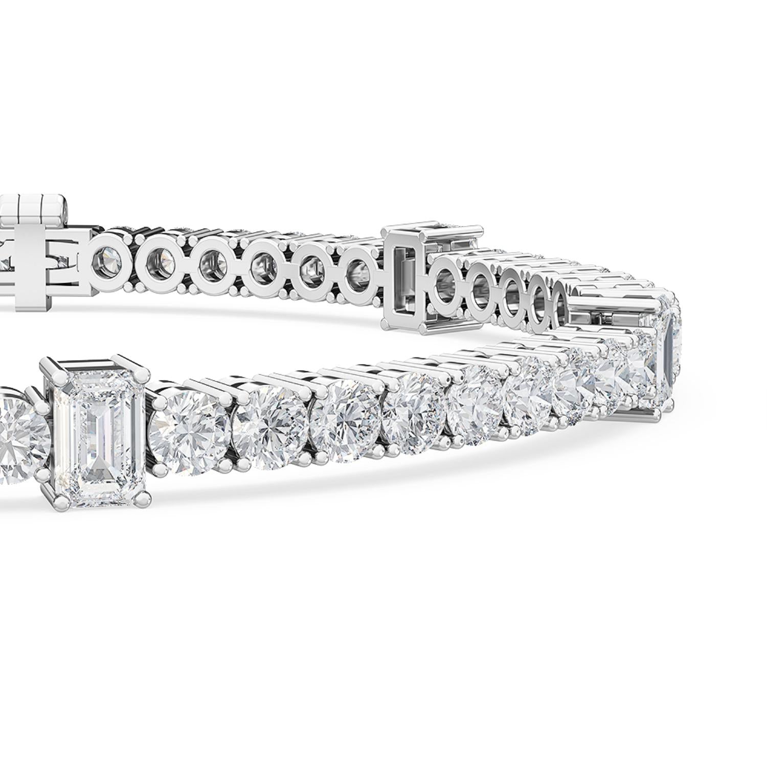 Signature Emerald & Round Bezel Tennis Bracelet - white gold product image 3