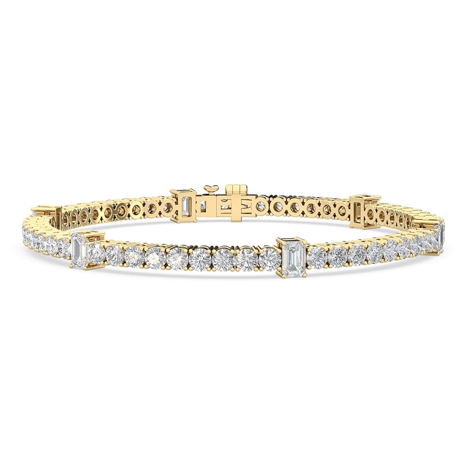 Signature Emerald & Round Bezel Tennis Bracelet - yellow gold product image 1