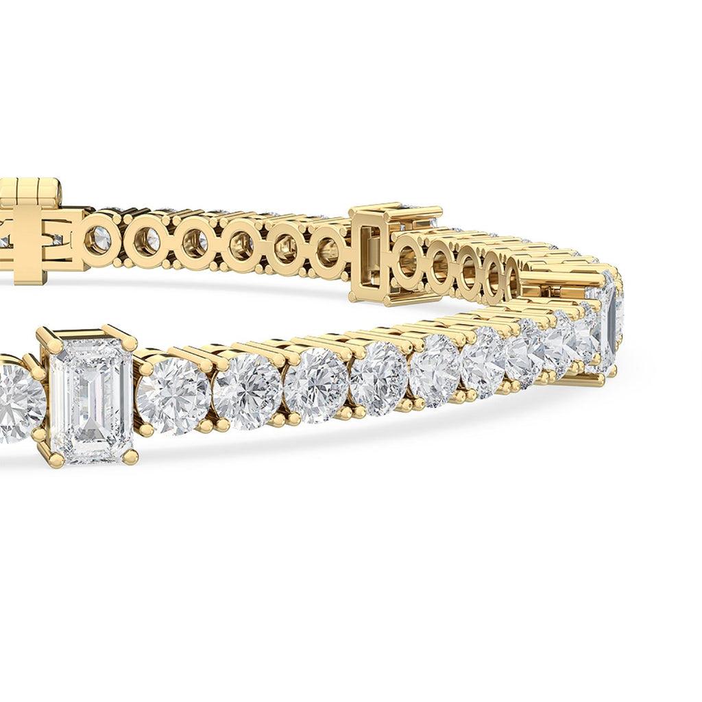 Signature Emerald & Round Bezel Tennis Bracelet - yellow gold product image 3