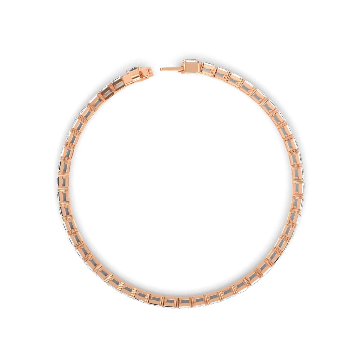5.18ct Emerald Lab Diamond Bracelet - rose gold product image 3