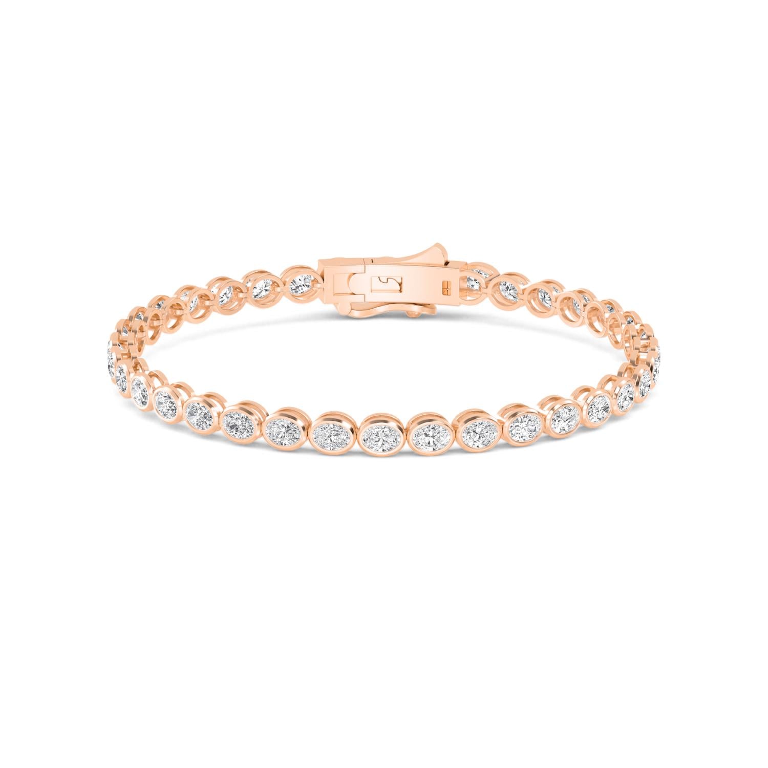 Roma Oval Diamond Bracelet in 9K Rose Gold - product image 3