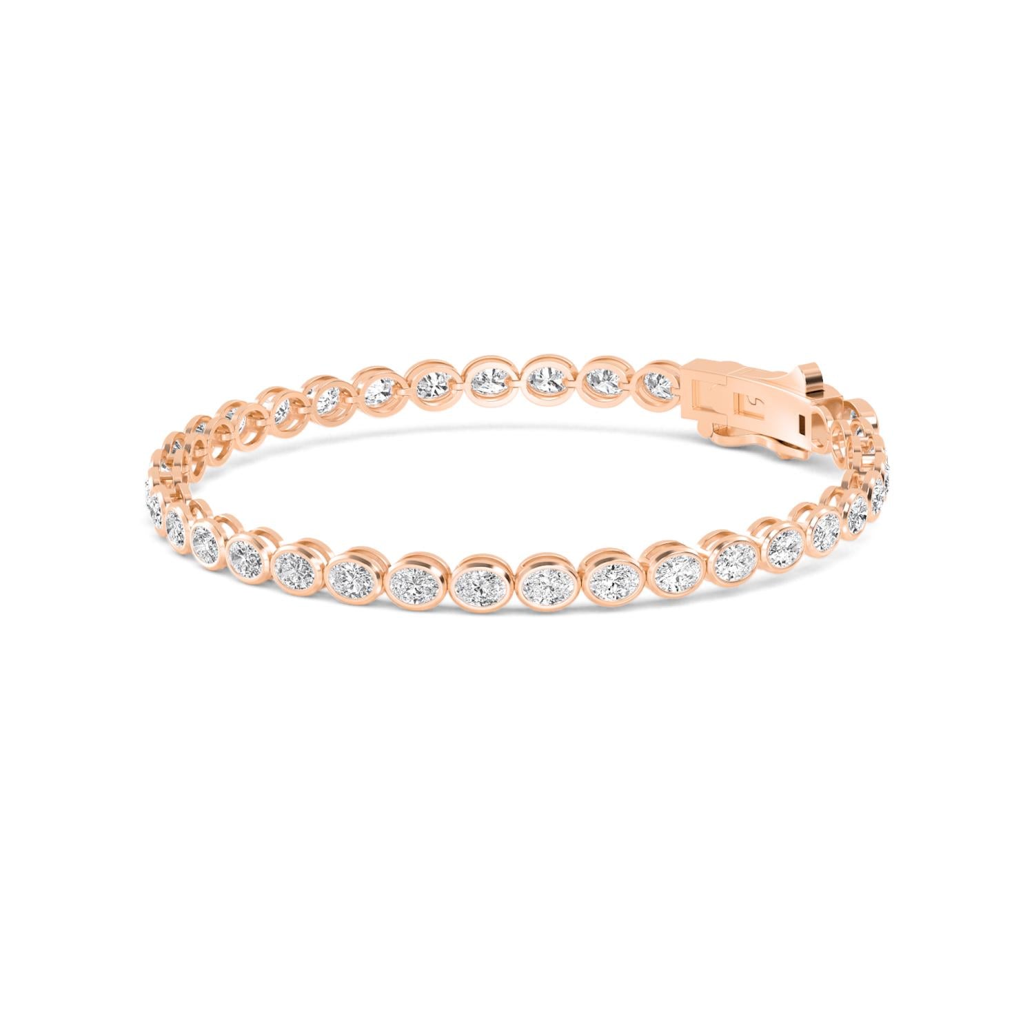 Roma Oval Diamond Bracelet - rose gold product image 5