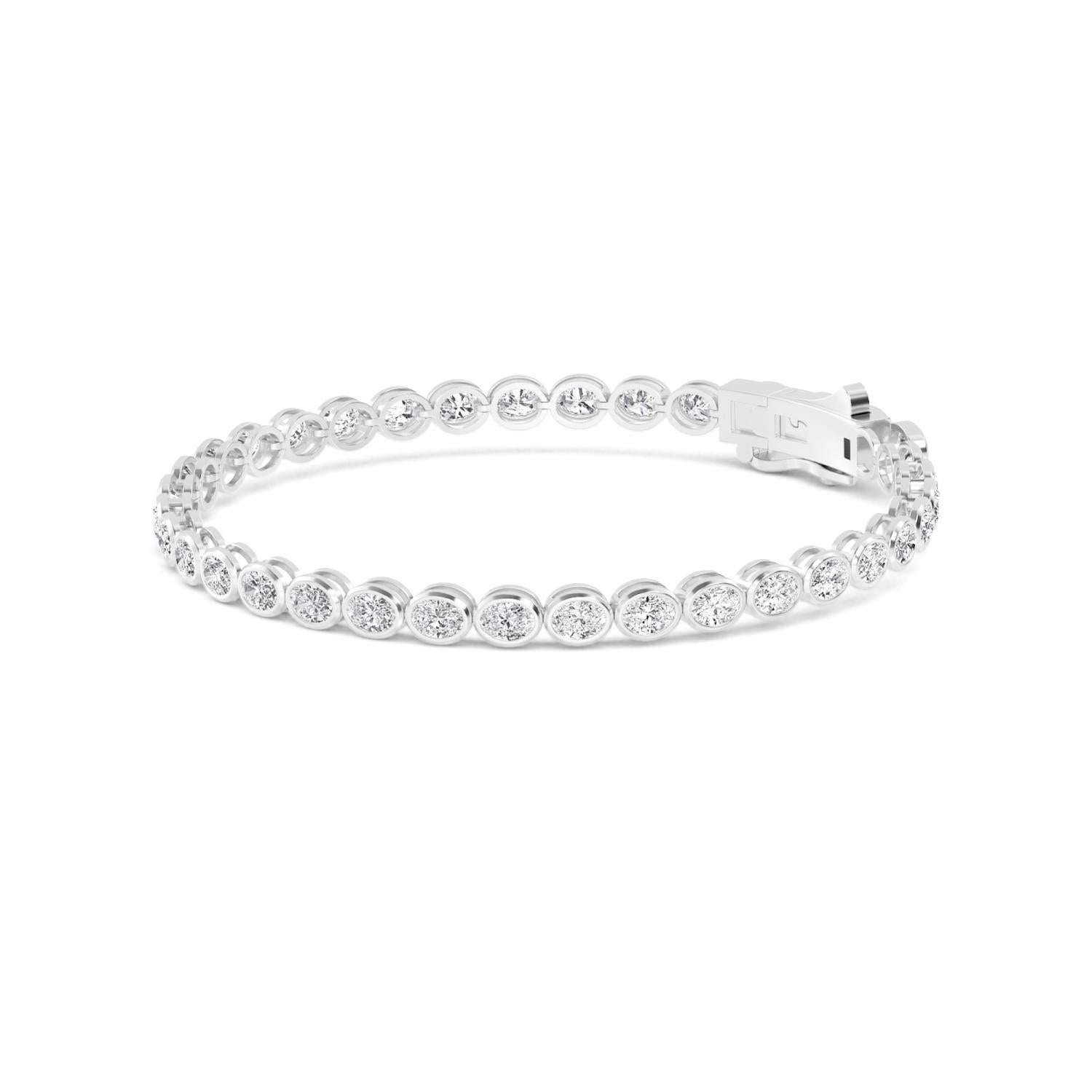 Roma Oval Diamond Bracelet - white gold product image 5