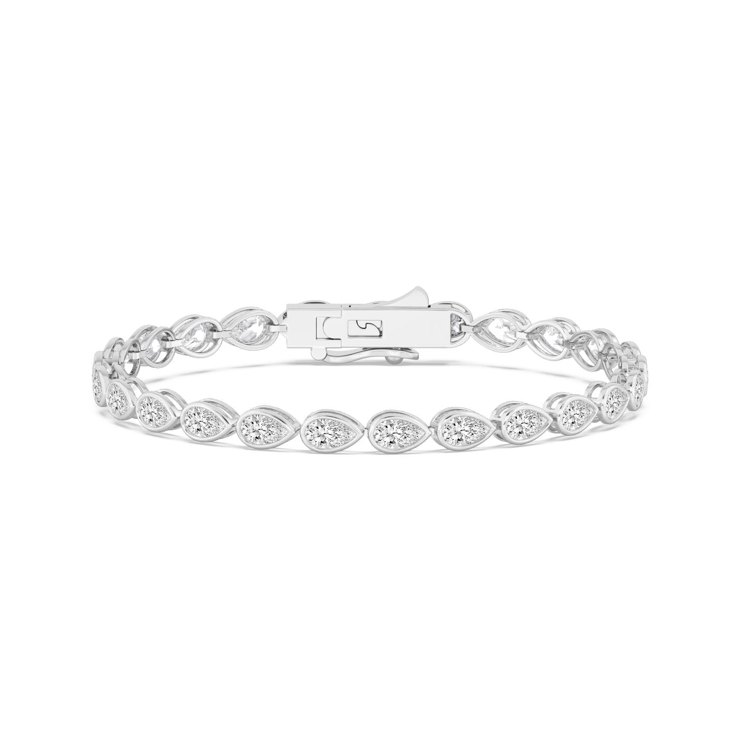 Signature Pear Bezel Tennis Bracelet - white gold product image 1