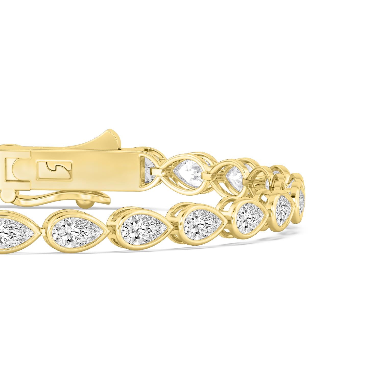 Signature Pear Bezel Tennis Bracelet - yellow gold product image 4