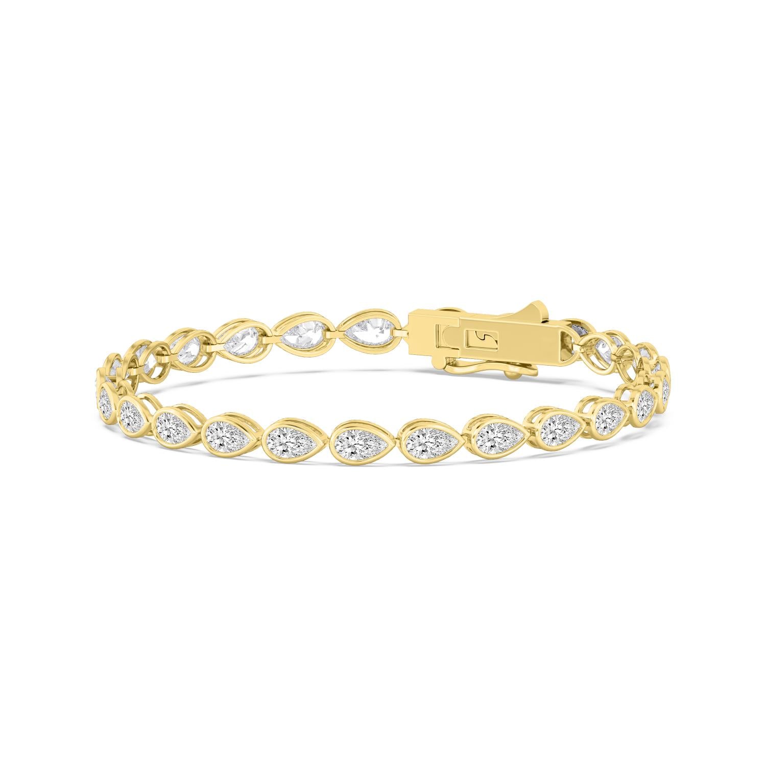 Signature Pear Bezel Tennis Bracelet - yellow gold product image 5