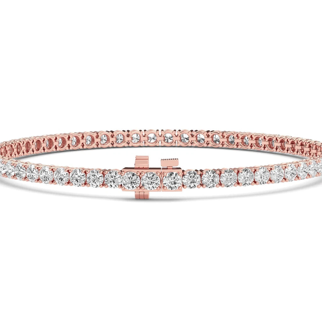 Classic Tennis Bracelet - rose gold - alternate side view - SJBR20464-R-3