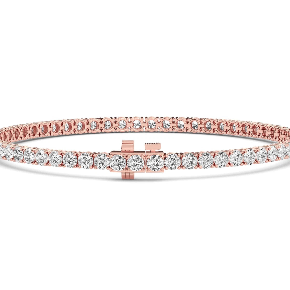 Classic Tennis Bracelet - rose gold - alternate side view - SJBR20464-R-3