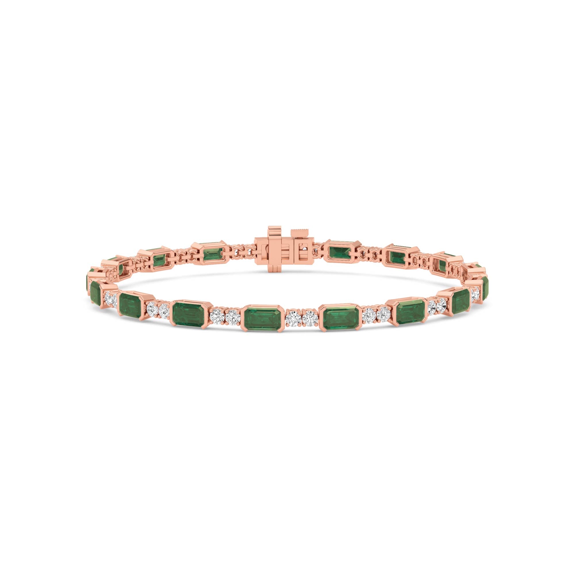 Signature Emerald Bezel Tennis Bracelet - rose gold - front view