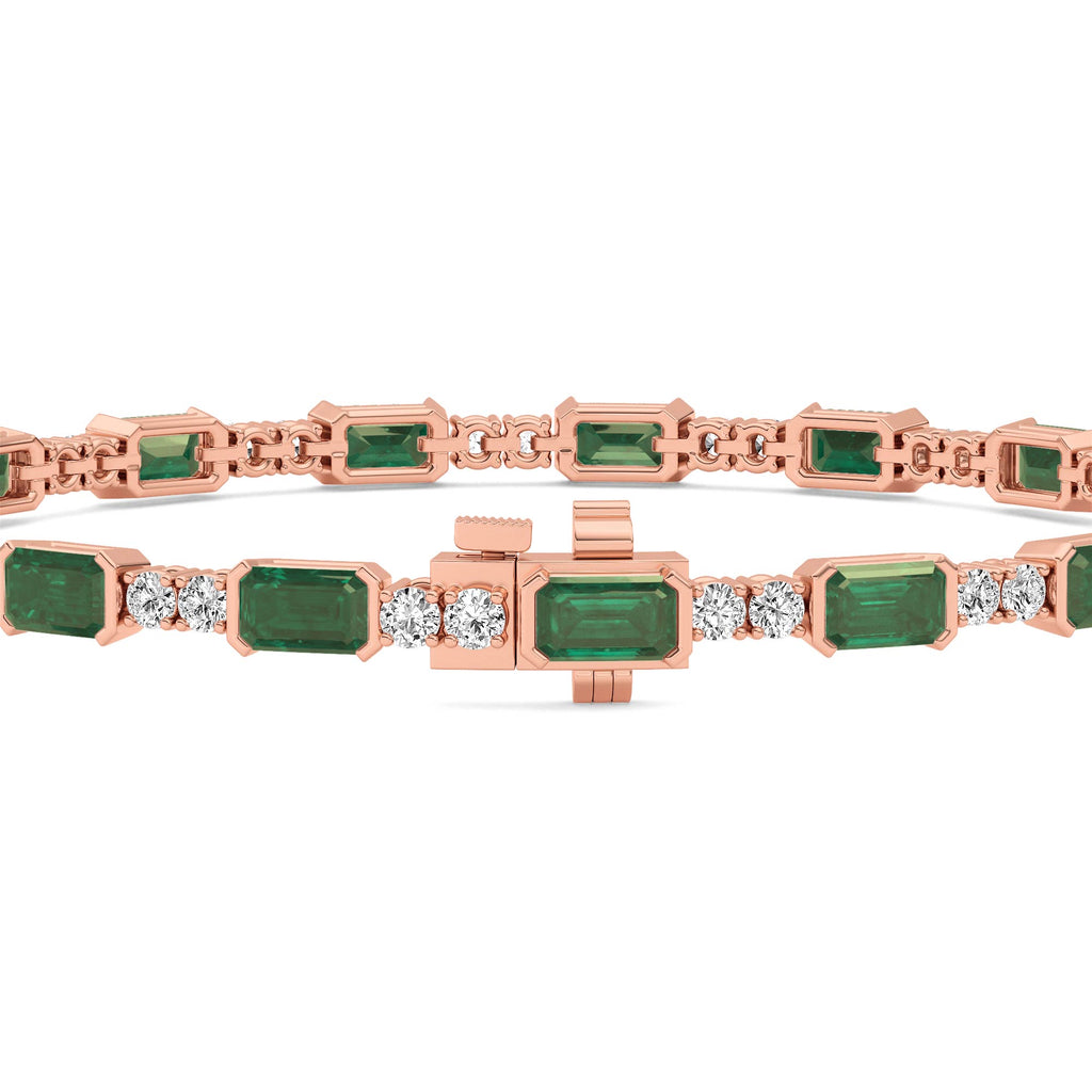 Signature Emerald Bezel Tennis Bracelet - rose gold - side/angle view
