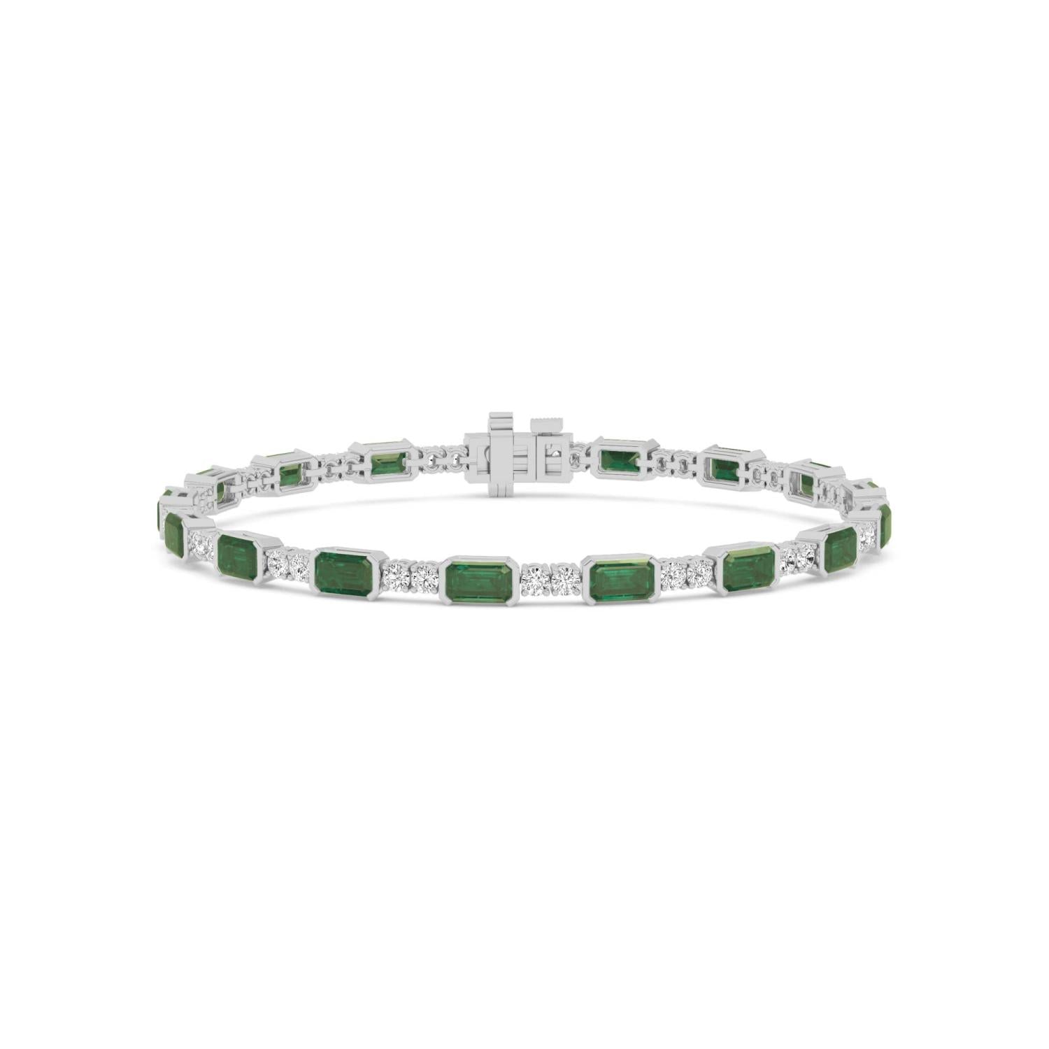 Signature Emerald Bezel Tennis Bracelet - white gold product image 1
