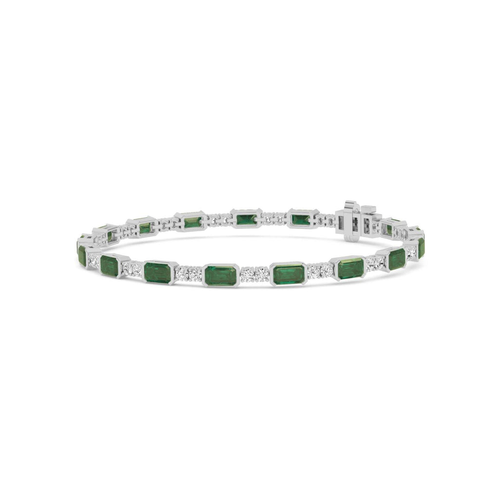 Signature Emerald Bezel Tennis Bracelet - white gold product image 4
