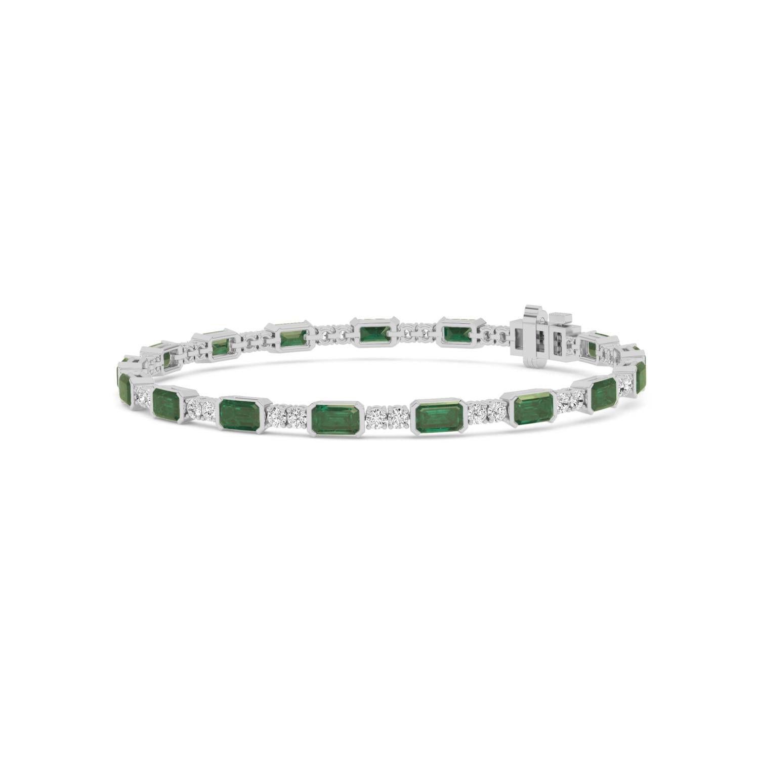 Signature Emerald Bezel Tennis Bracelet - white gold product image 4