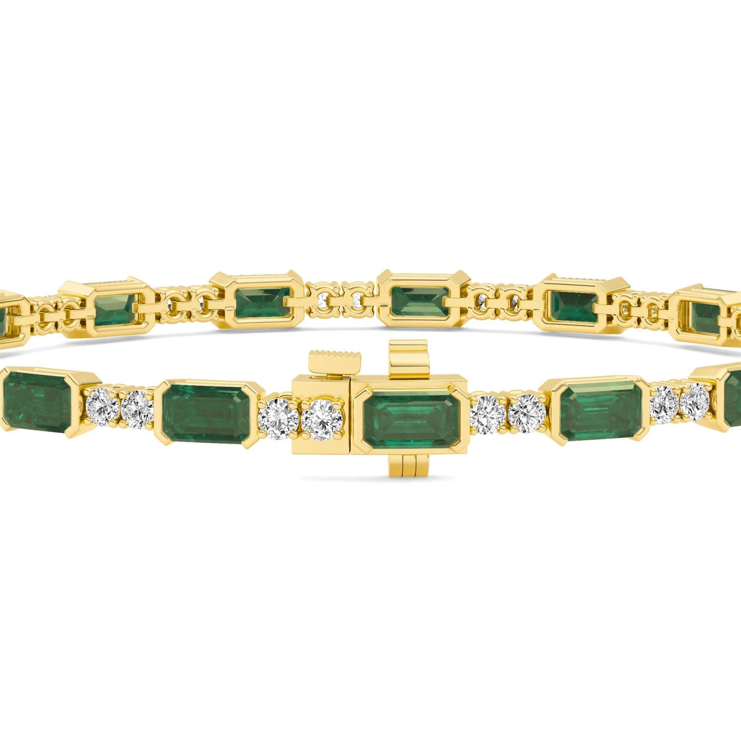 Signature Emerald Bezel Tennis Bracelet - yellow gold product image 3