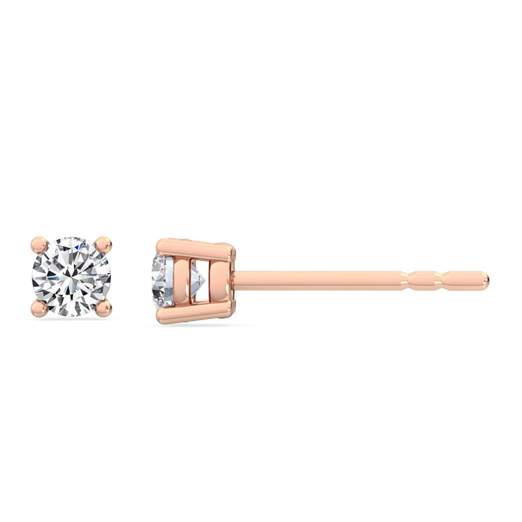 Classic Four-Prong Diamond Stud Earrings - rose gold product image 1