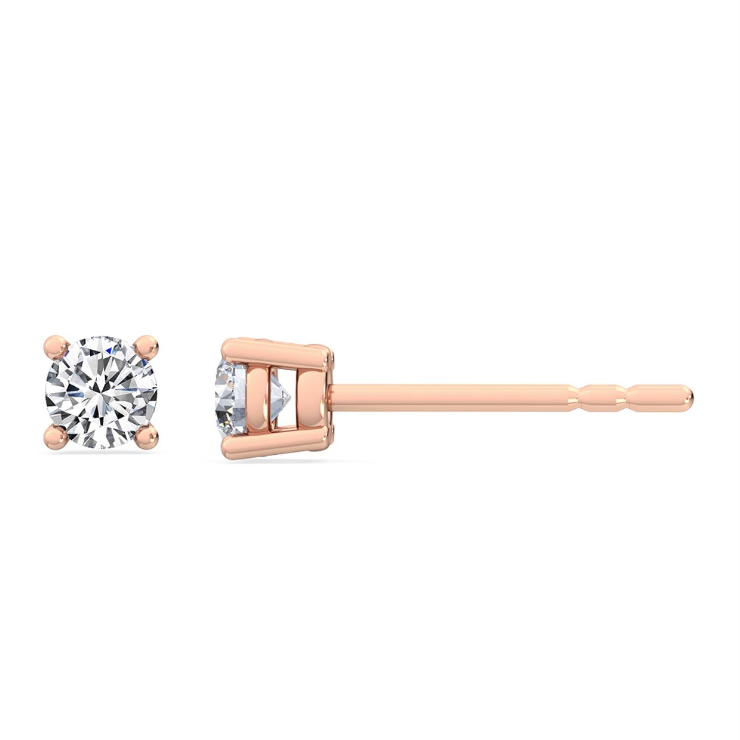 Classic Four-Prong Diamond Stud Earrings - rose gold product image 1