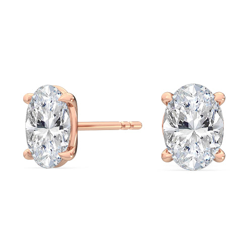 Oval Diamond Stud Earrings