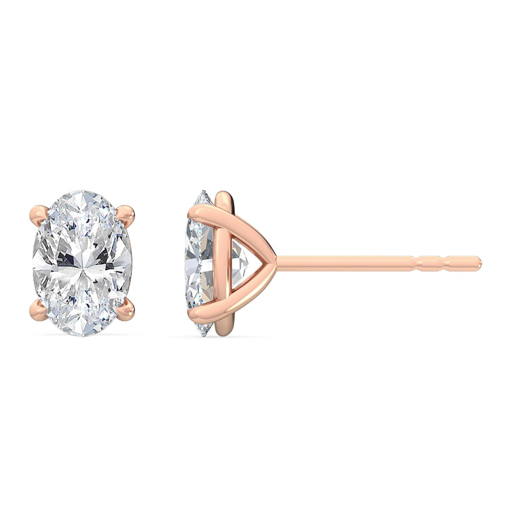 Velvet Oval Stud Earrings - rose gold - side/angle view