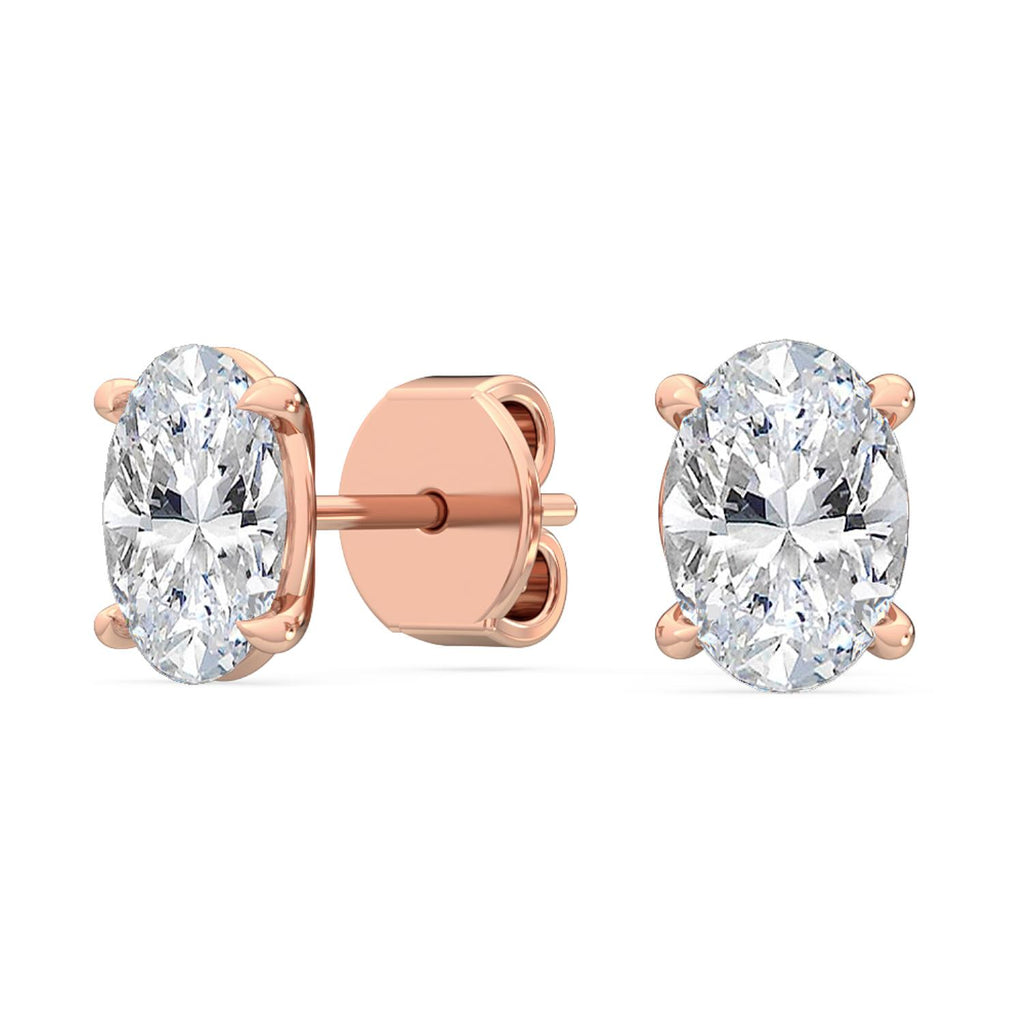 Oval Diamond Stud Earrings - rose gold product image 4