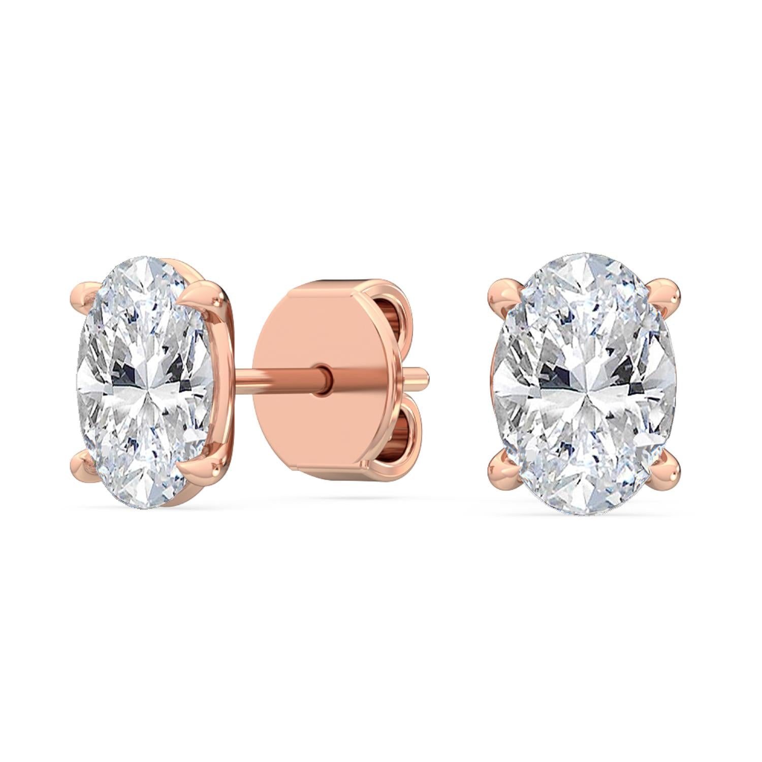 Oval Diamond Stud Earrings - rose gold product image 4