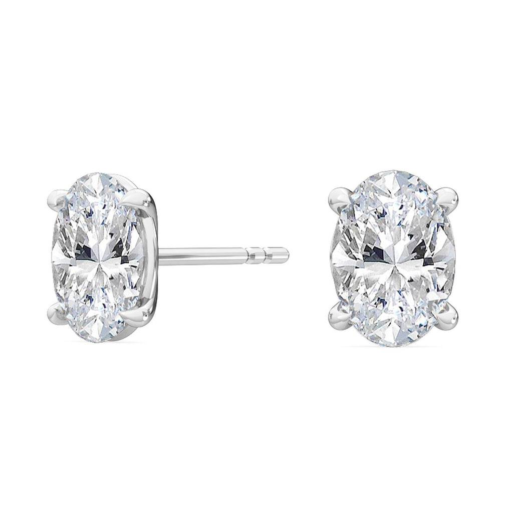Oval Diamond Stud Earrings - white gold product image 1