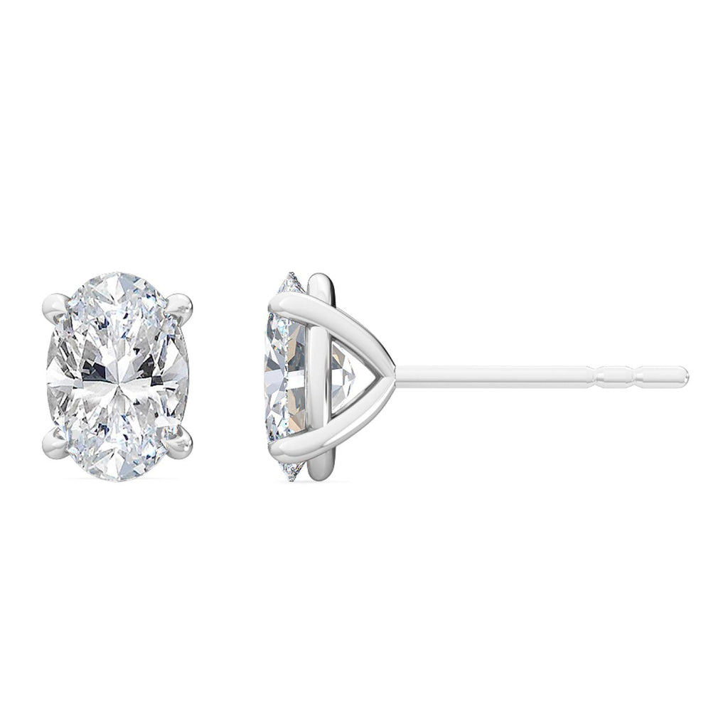 Velvet Oval Stud Earrings - white gold - side/angle view