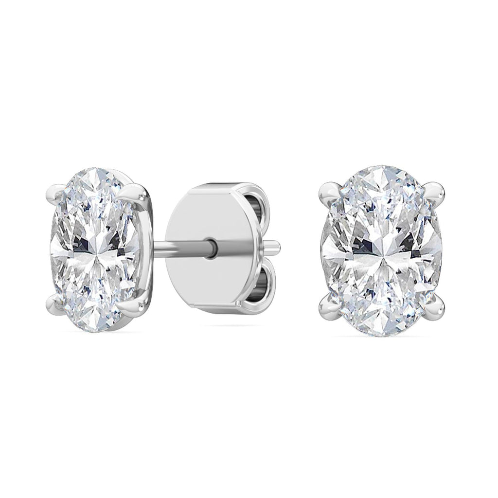 Oval Diamond Stud Earrings - white gold product image 4
