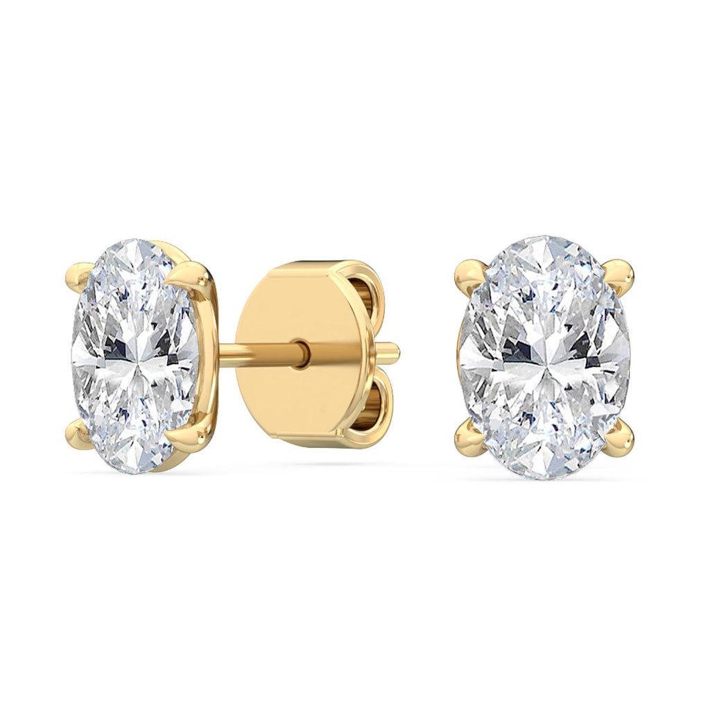 Oval Diamond Stud Earrings - yellow gold product image 4