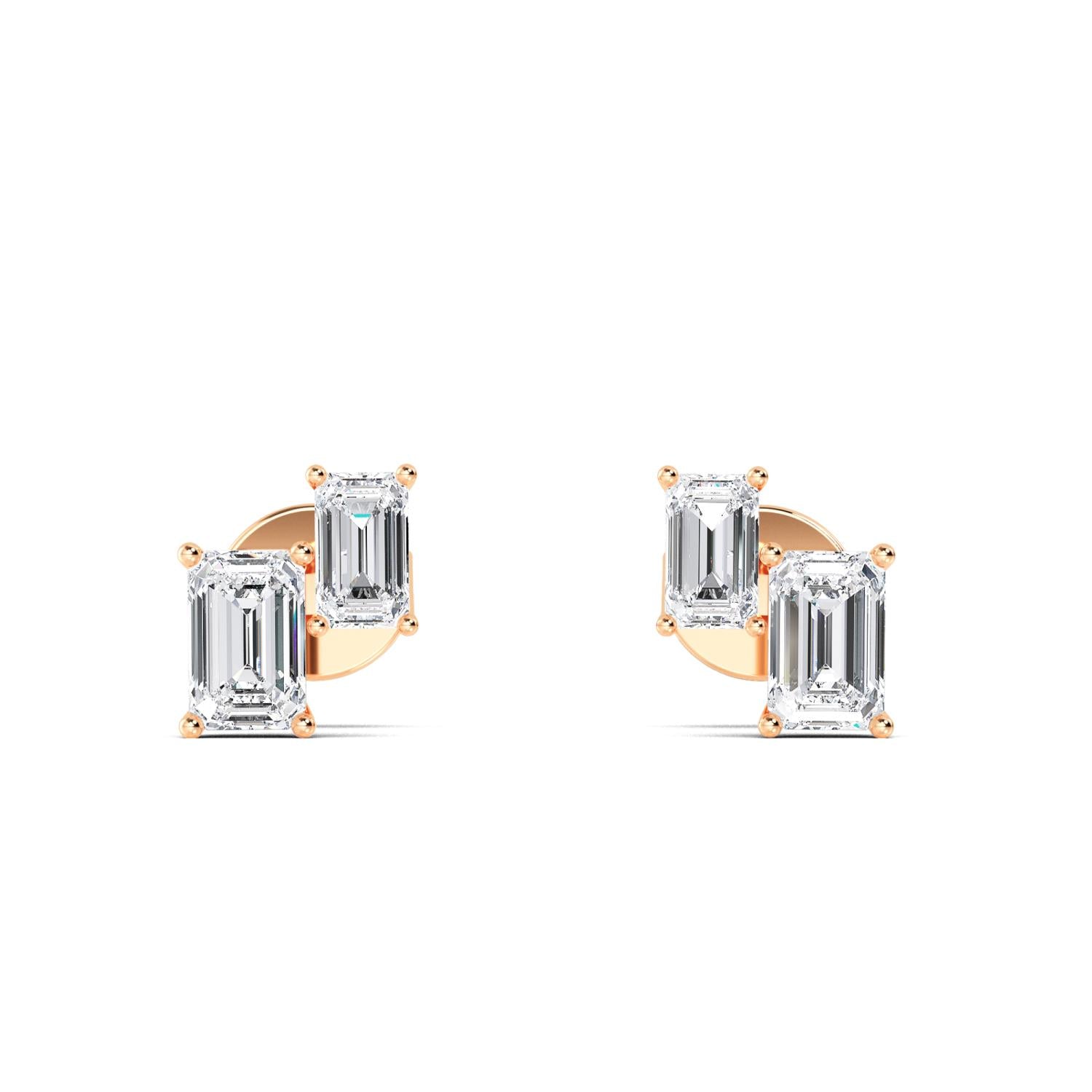 1.74ct Emerald Lab Diamond Earrings - rose gold product image 1