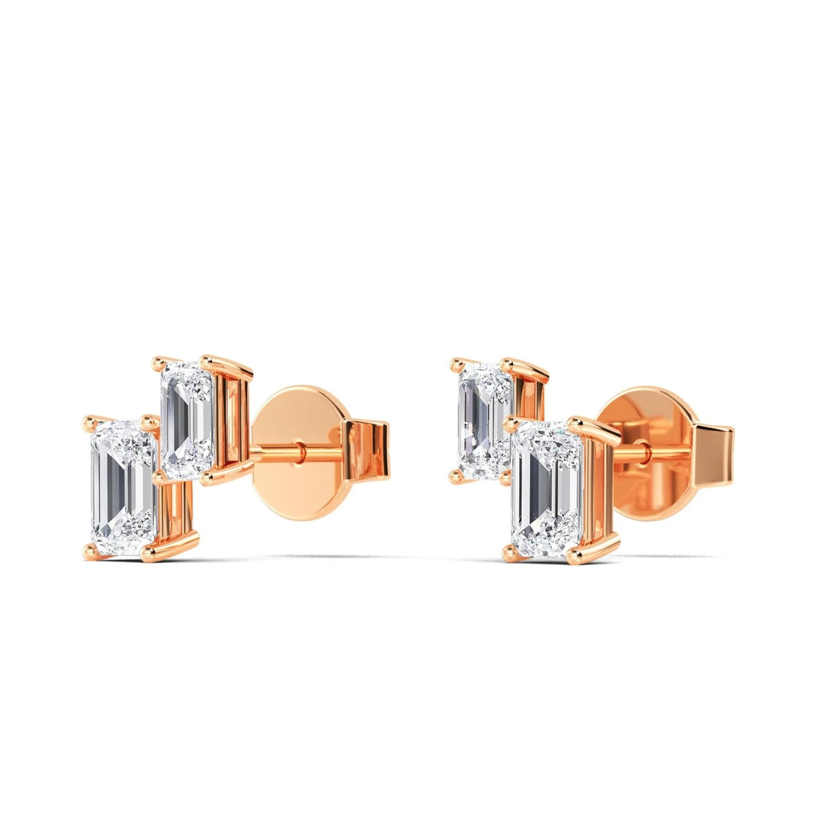 Ovale Emerald Earrings - rose gold - alternate side view
