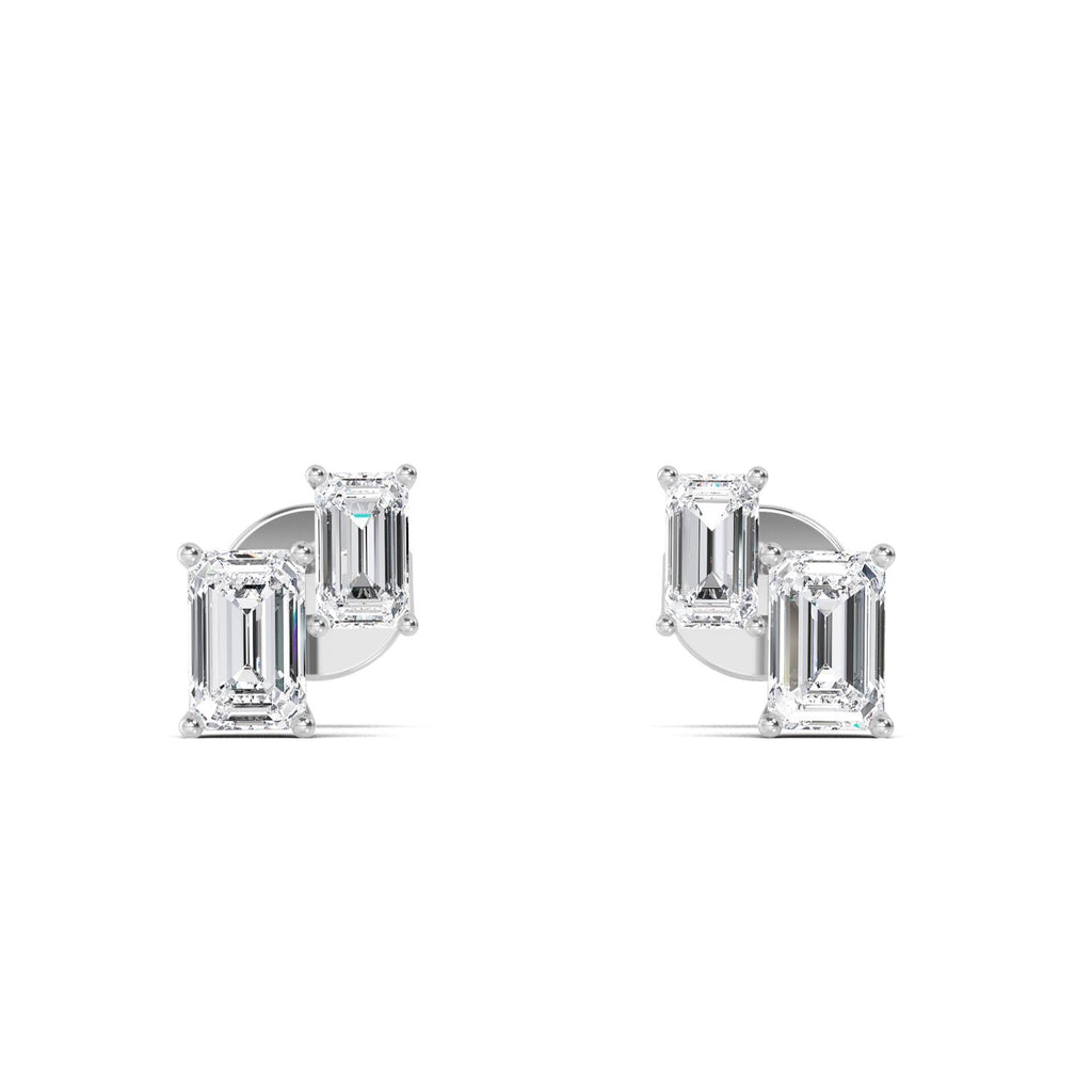 1.74ct Emerald Lab Diamond Earrings in White Gold - product image 1