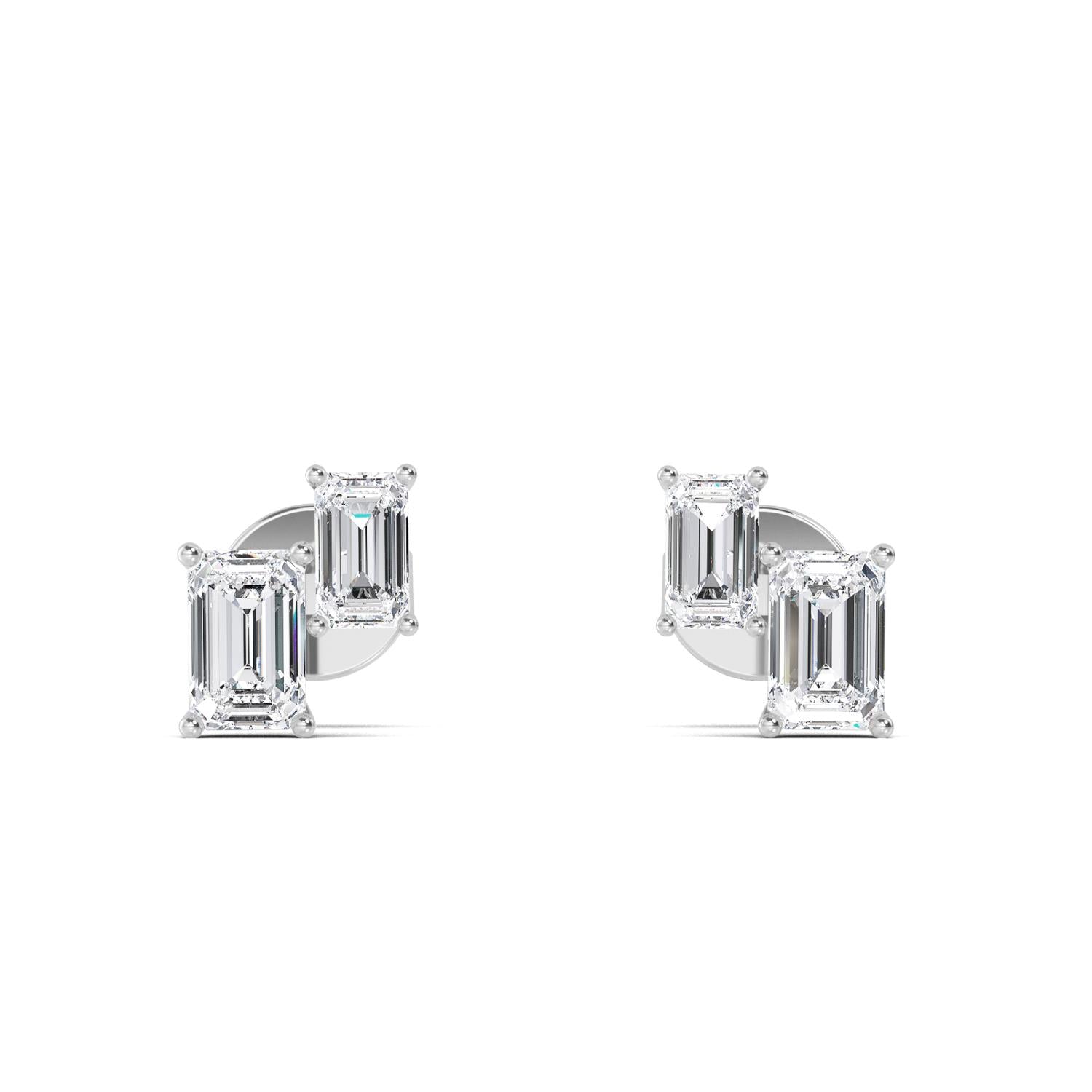 1.74ct Emerald Lab Diamond Earrings in White Gold - product image 1