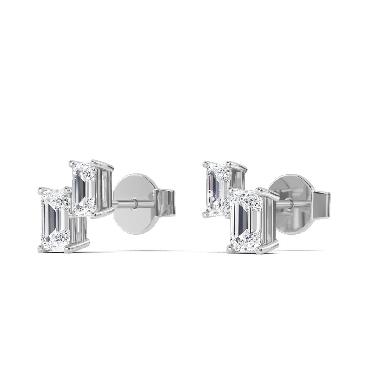 Ovale Emerald Earrings - white gold - alternate side view
