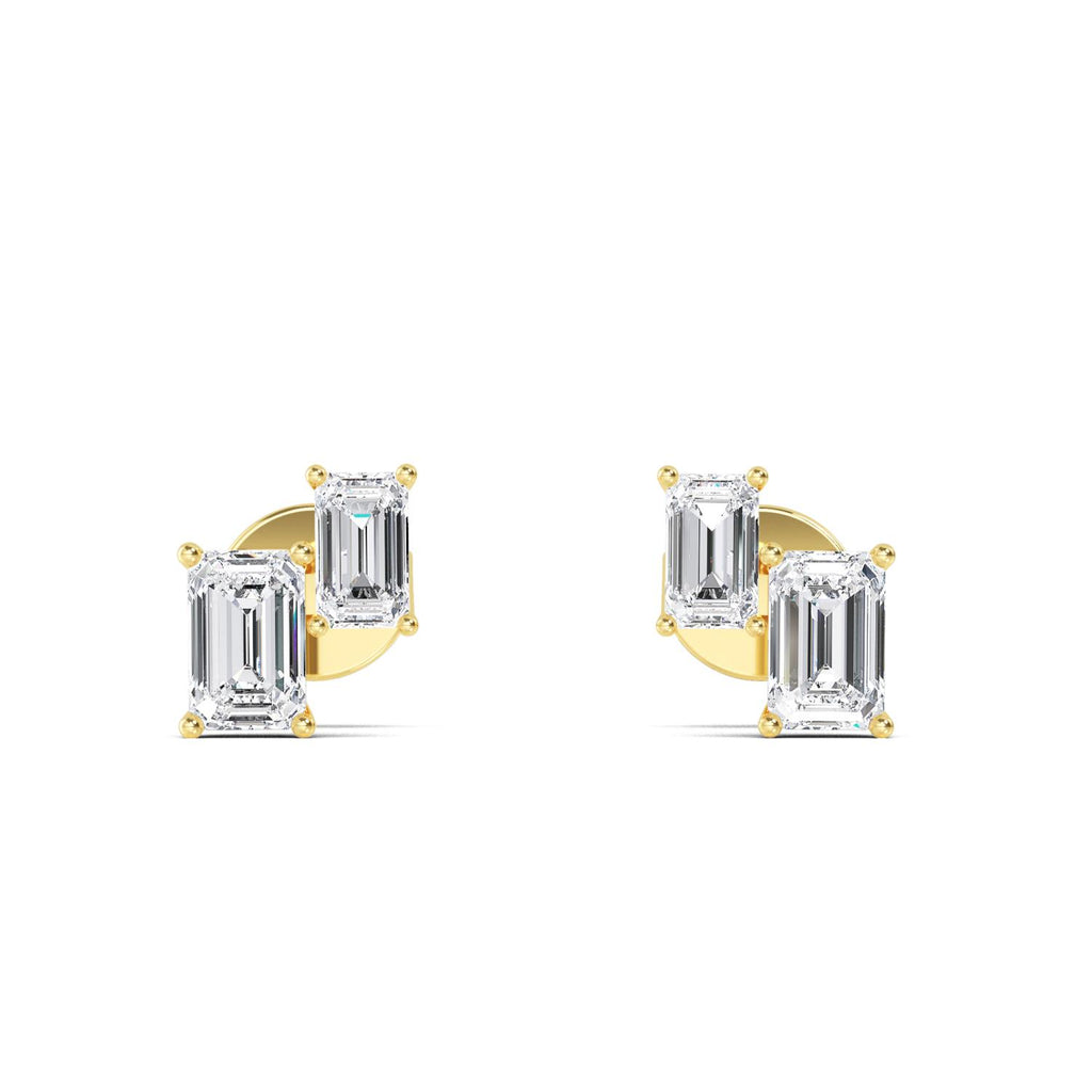 1.74ct Emerald Lab Diamond Earrings - yellow gold product image 1