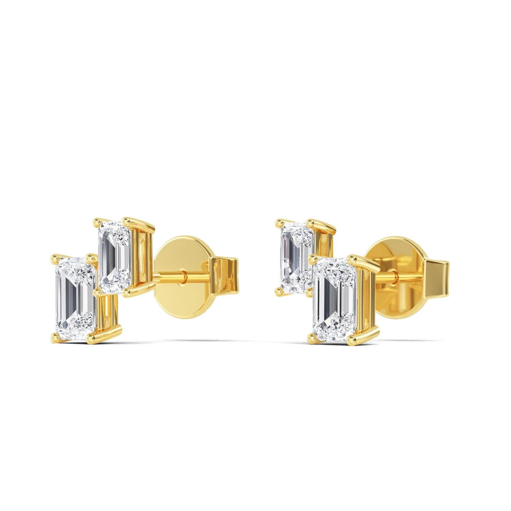 Ovale Emerald Earrings - yellow gold - alternate side view