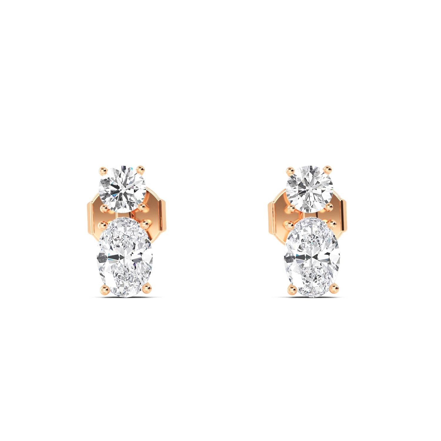1.55ct Oval Lab Diamond Earrings - rose gold product image 1