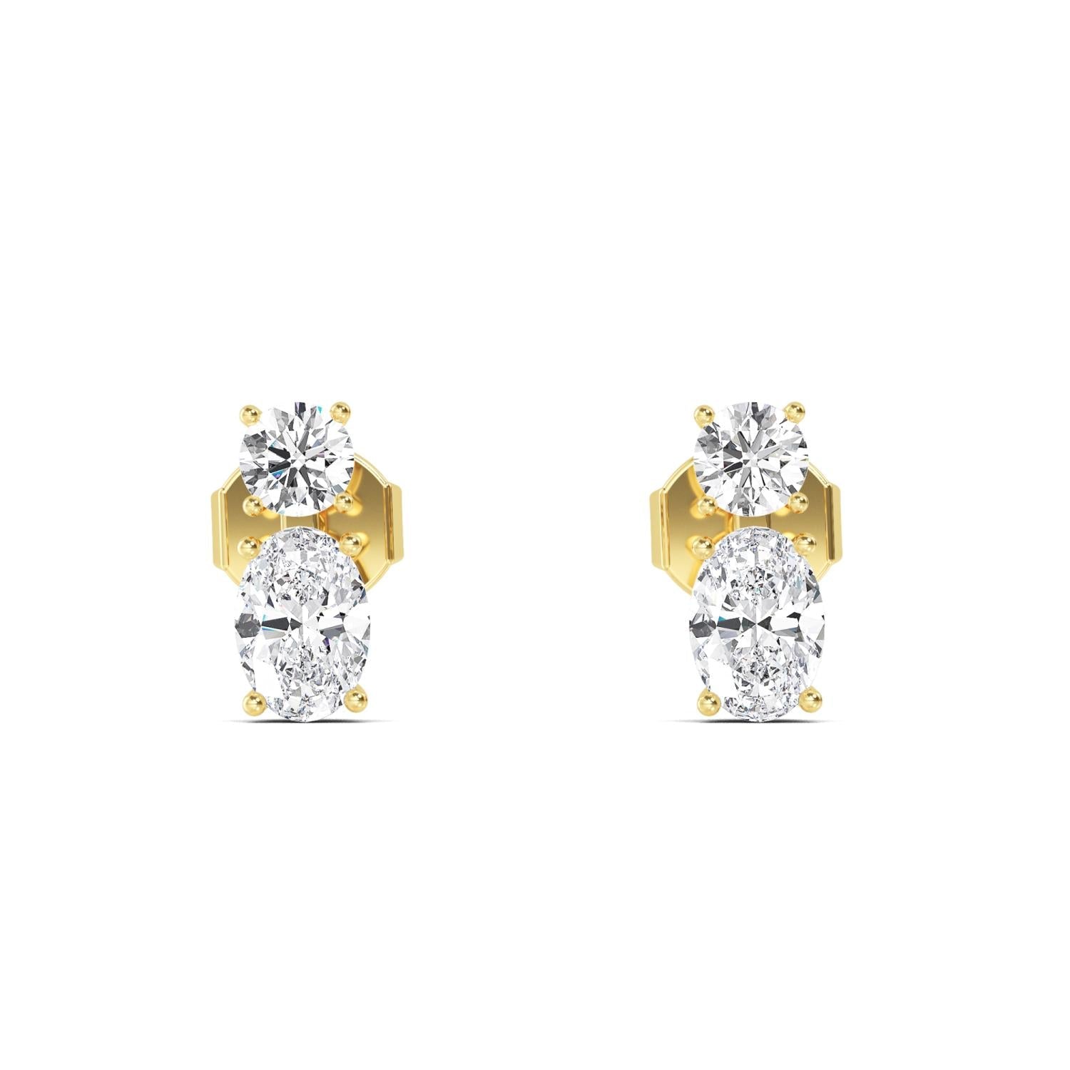 1.55ct Oval Lab Diamond Earrings - yellow gold product image 1