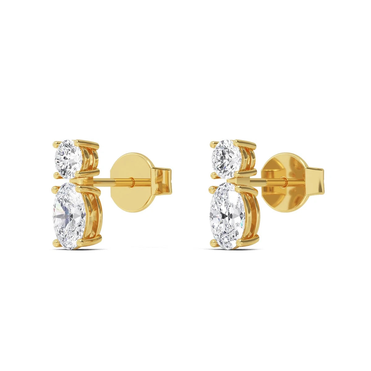 Fiora Oval Earrings - yellow gold - alternate side view