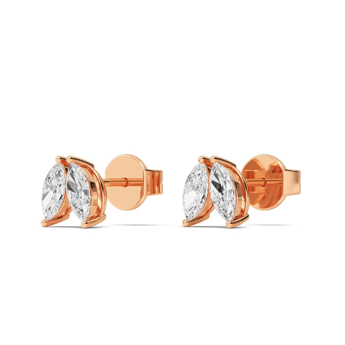 Rosa Stud Earrings - rose gold - alternate side view