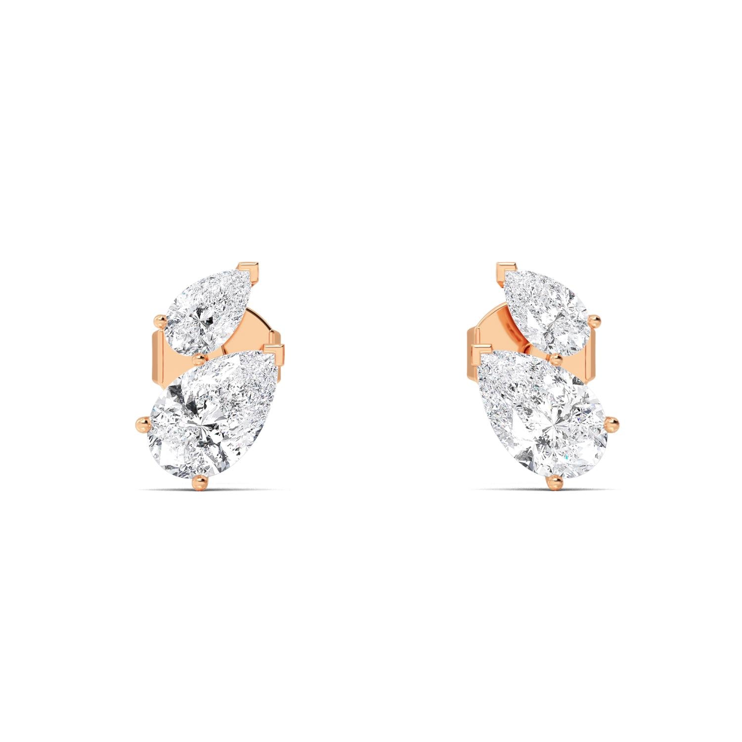 1.89ct Pear Lab Diamond Earrings in 9K Rose Gold - product image 3